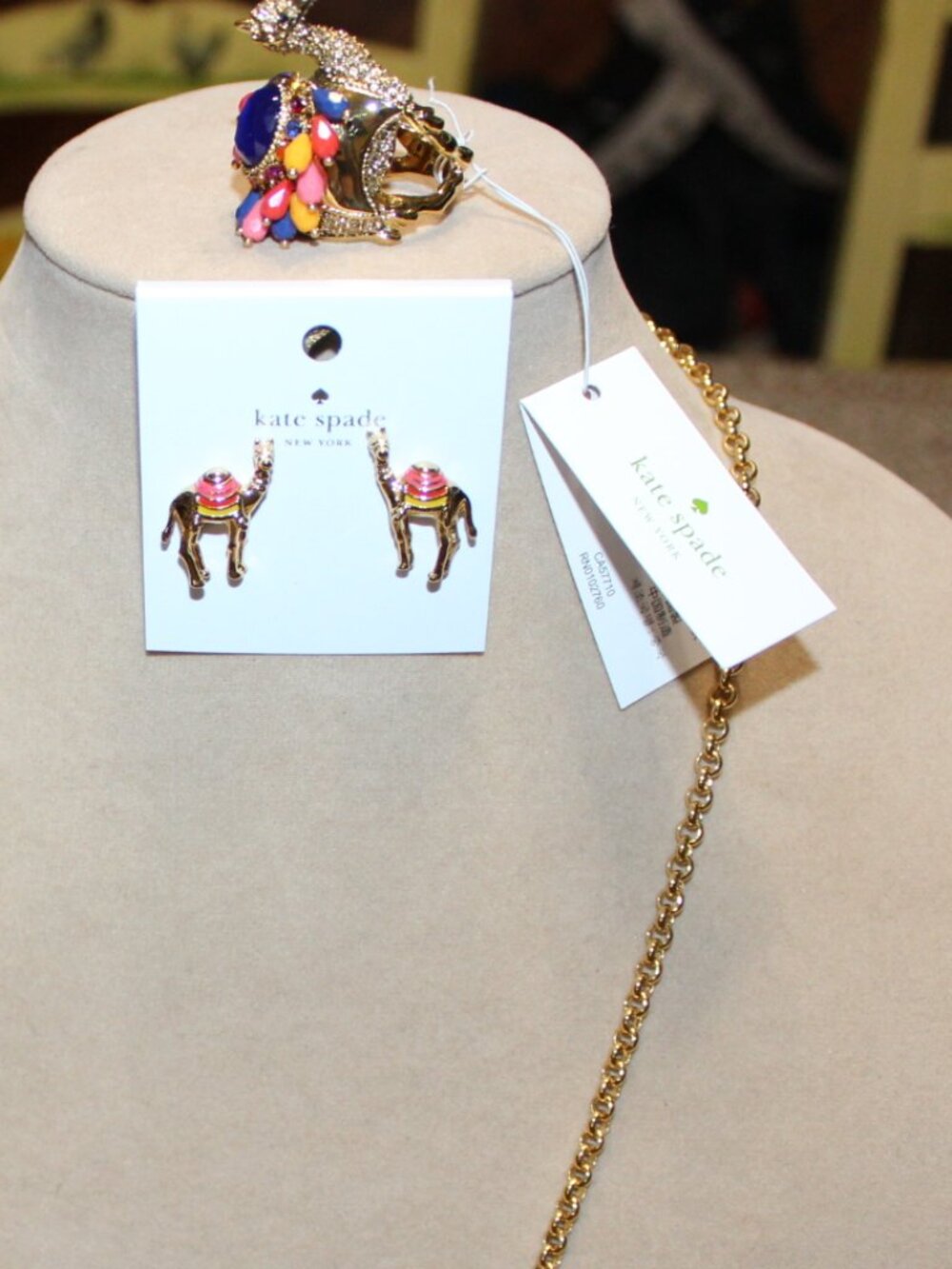 NWT Kate Spade "Spice Things Up" Camel Pendant necklace, ring and earring set! - Picture 6 of 16